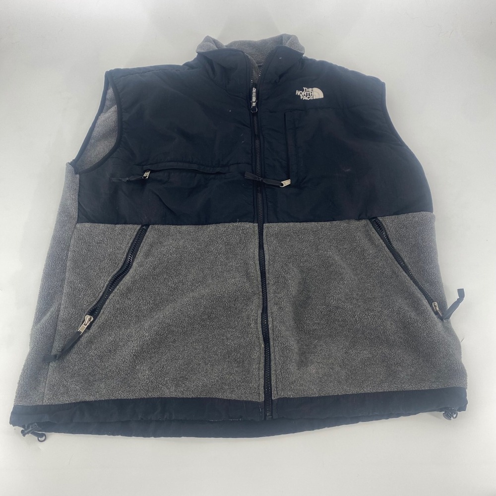 The North Face Denali Fleece Vest Mens XL Gray Black Full Zip Outdoor Hiking